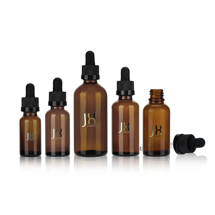 Hot Sale 5ml 10 Ml 15ml 20ml 30ml 50ml 100ml Empty Amber Child Proof Glass Face Serum Dropper Bottle For Essential Oil