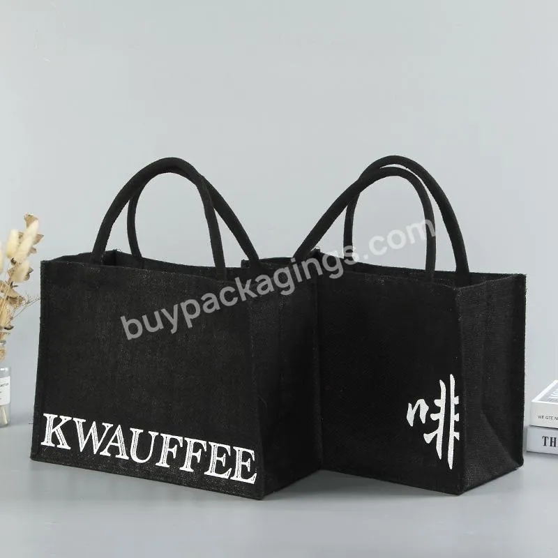 Hot Sale Black Jute Tote Bag Non Woven Shopping Bag With Customized Printed Logo