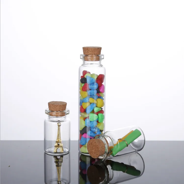 Hot Sale Cork Bottle 4ml 5ml 6ml 8ml 10ml 12ml 17ml 20ml 25ml 30ml  Small Drift Bottle Mini Empty Wishing Glass Vial Bottle