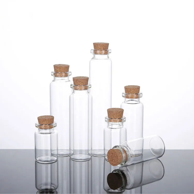 Hot Sale Cork Bottle 4ml 5ml 6ml 8ml 10ml 12ml 17ml 20ml 25ml 30ml  Small Drift Bottle Mini Empty Wishing Glass Vial Bottle