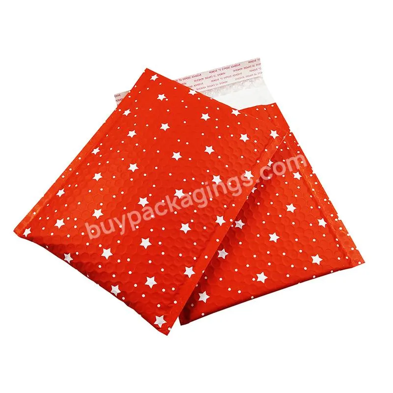 Hot Sale Custom Aminated Aluminum Foil Metallic Bubble Envelop Red Green Foil Christmas Bubble Bags