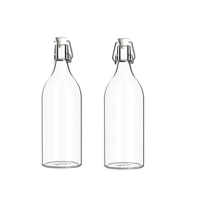 Hot Sale Glass Bottle 500ml Manufacturer Empty Clear Glass Swing Top Bottle Glass Bale Wire Bottle