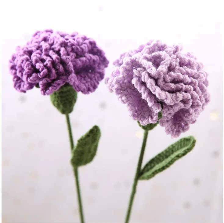 Hot sale  handmade woven crafts simulation crochet handicraft hand crochet carnation for Mother's Day household or hotel decora