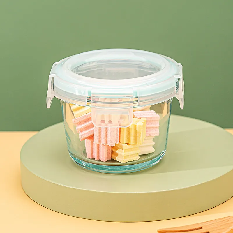 Hot Sale  Heat Resistant Round and Square Shape Food Supplement Box Fresh-keeping Glass Material Bowl