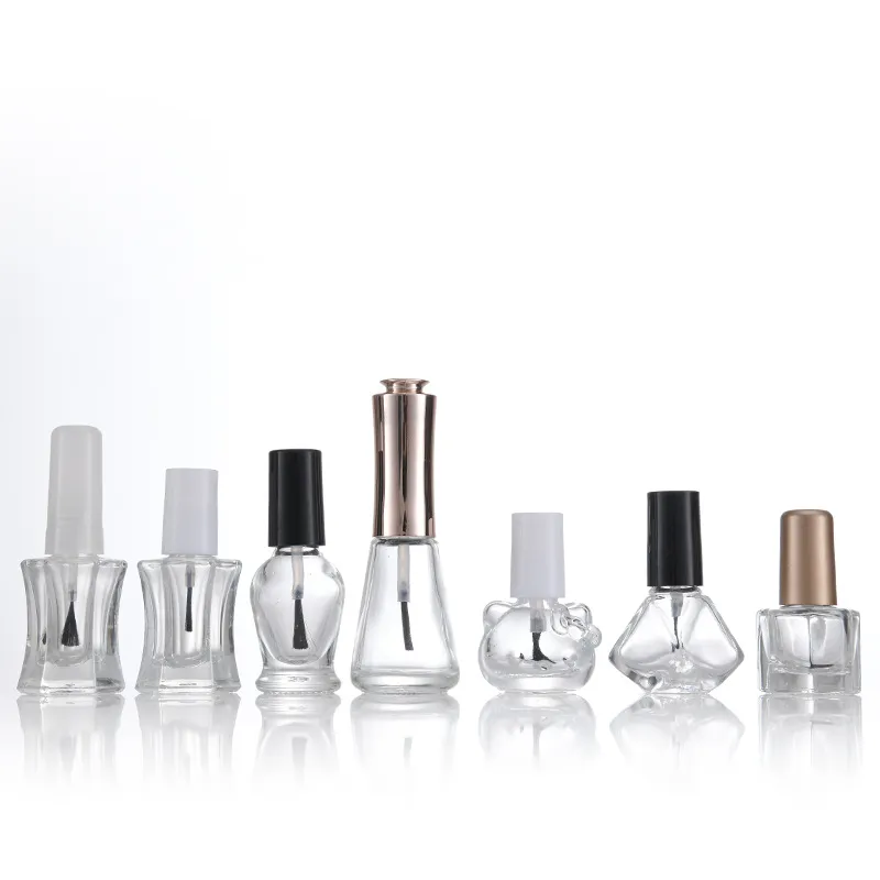 Hot Sale High Transparency Texture Empty Bottle With Brush Multiple Size Glass Material  Nail Polish Bottle