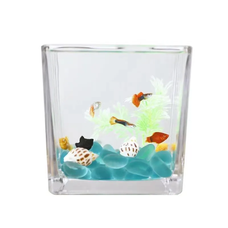 Hot Sale Mini Fish Tank Glass Square Aquarium Clear Candle Jar