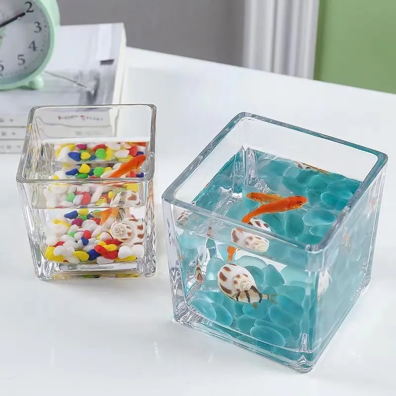 Hot Sale Mini Fish Tank Glass Square Aquarium Clear Candle Jar