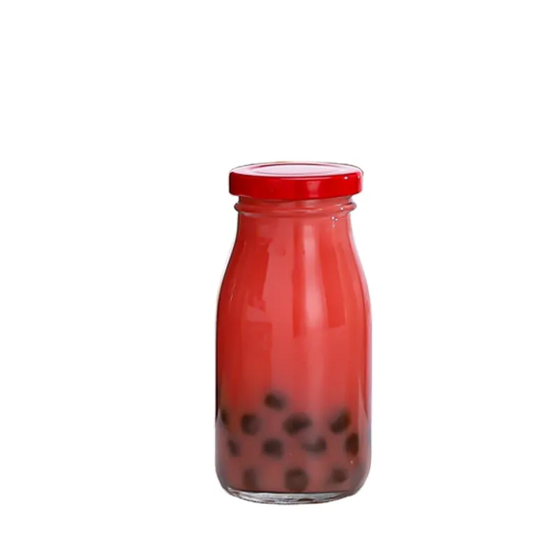 Hot Sale Package For Milk Liquid Beverage Juice Transparent Texture Iron Material Cap High Quality Glass Bottle