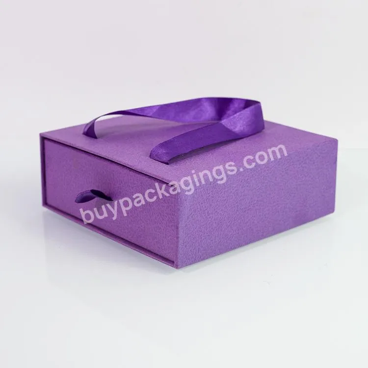 Hot Sale Purple Jewelry Box Earrings Necklace Bracelet Display Gift Box Drawer Paper Jewelry Packaging Box With Handle - Buy Pearl Necklace Box,Necklace Gift Box,Necklace Box Packaging.