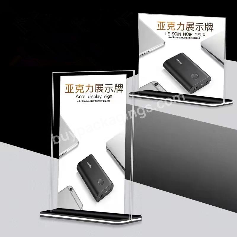 Hot Sale T Shape Clear Acrylic Sign Holder Self Standing With Black Base For Office - Buy Wholesale Customized Acrylic T Shape Table Card Holder Stand A4 A5 A6 Clear Acrylic Poster Paper Holder Photo Display,Hot Selling Acrylic Menu Sign Holder 8.5 X