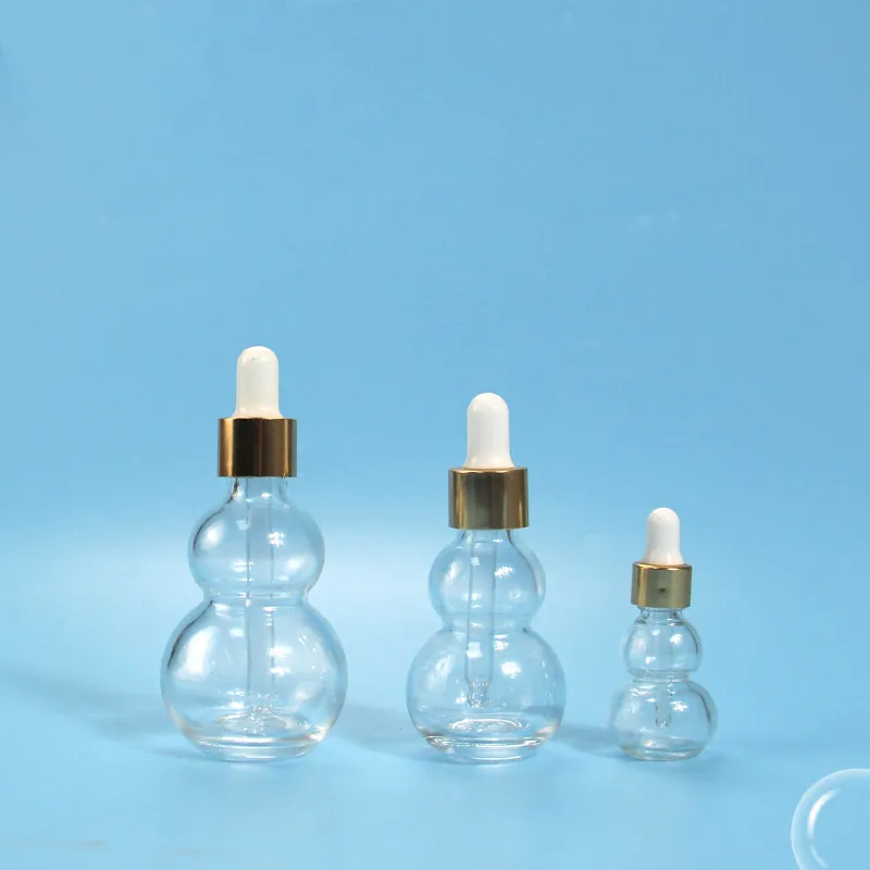 Hot Sale Transparent Double Gourd 8ml 30ml 50ml Customized Logo Essential Oil Glass Bottle