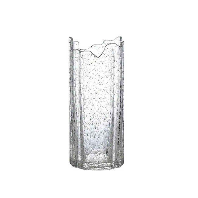 Hot Sale Wavy Edge Flower Arrangement Table Decoration Glass Material Water Planting  Cheap Price Vase