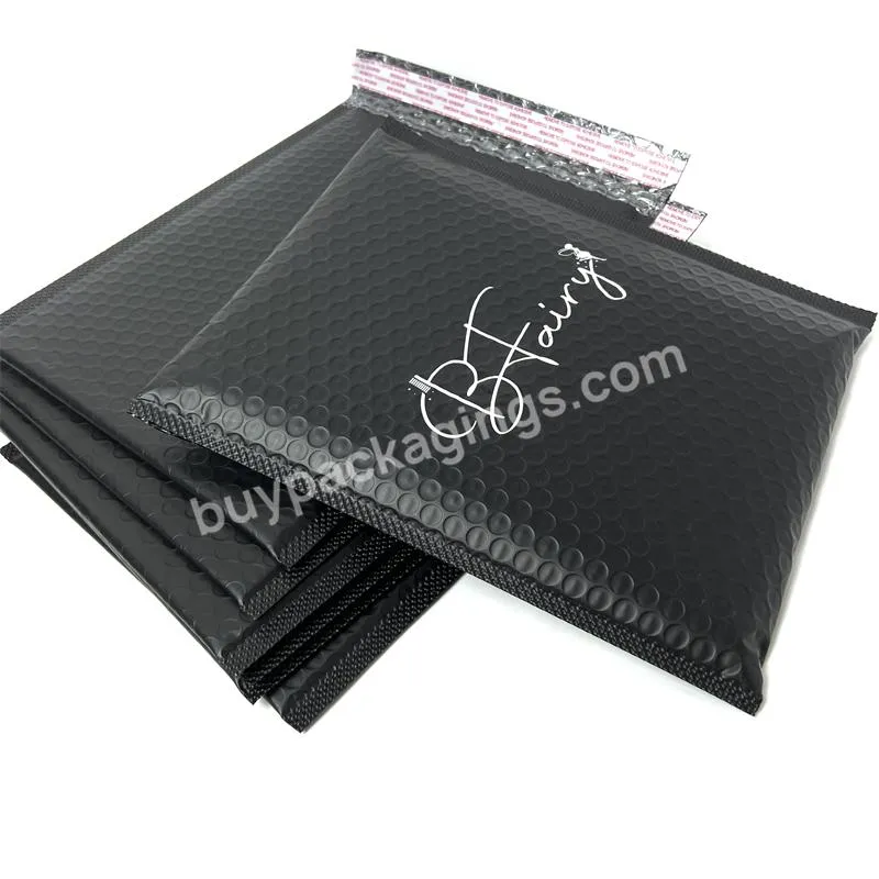 Hot Sell Bubble Envelope Bags Custom Printed Logo Matte Black Metallic Foil Wrap Padded Packaging Bubble Mailer 6x10