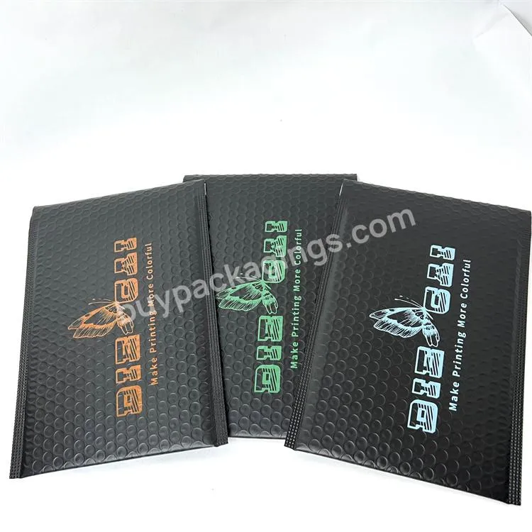 Hot Sell Metallic Bubble Envelope Bags Custom Printed Matte Black Metallic Foil Wrap Padded Packaging Bubble Mailer 6x10