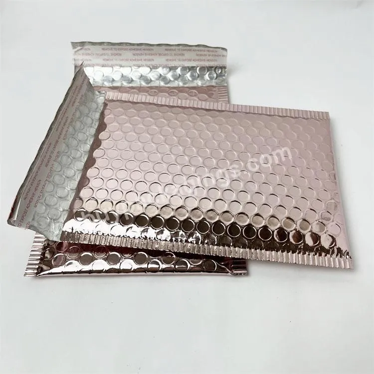 Hot Sell Self Adhesive Shipping Envelopes Rose Gold Foil Bubble Pouch Packaging Bag With Air Bubble Mailer Bags Bubble