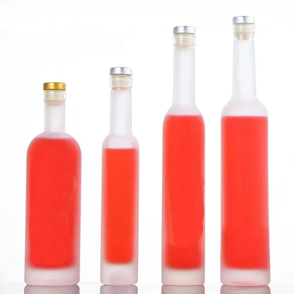 Hot Selling 200ML 375ML 500ML 750ML Empty Clear Round Shaped Nordic Glass Bottles With Three Colors Of Sealing Cork