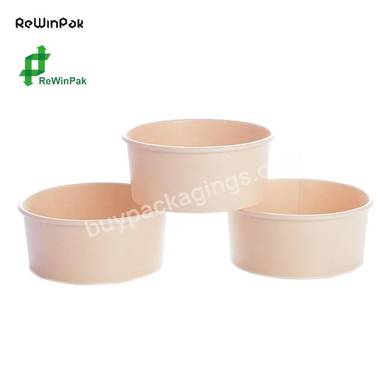 Hot Selling 500ml Biodegradable Paper Salad Bowl With Lid Disposable Kraft Paper Salad Bowl