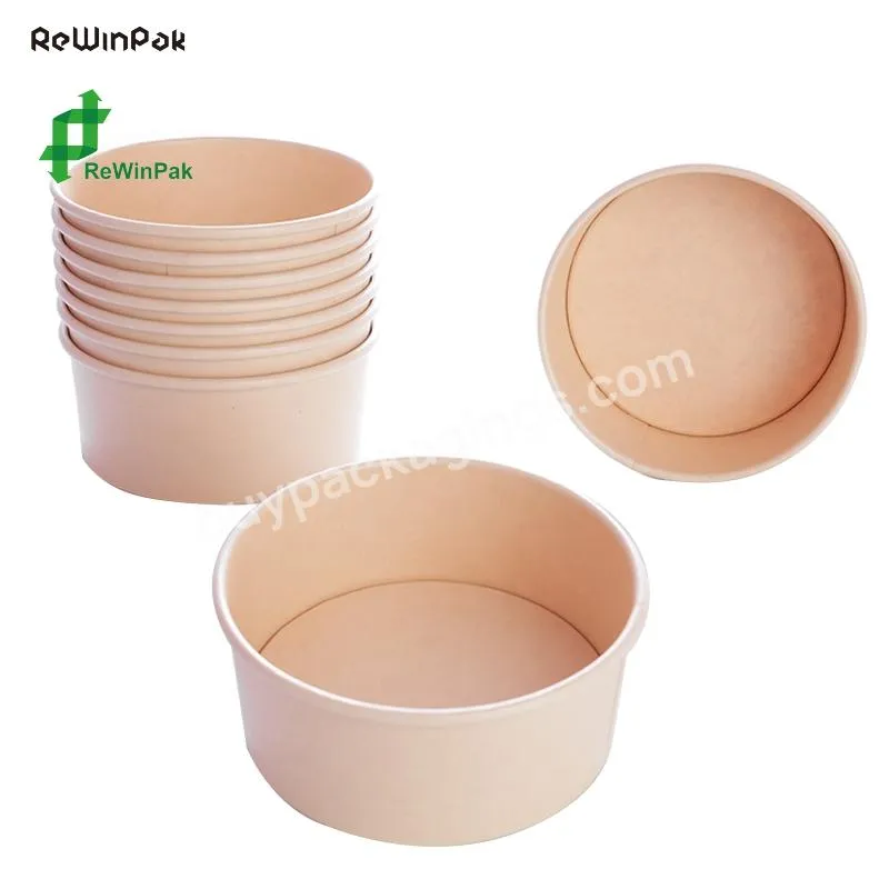 Hot Selling 500ml Biodegradable Paper Salad Bowl With Lid Disposable Kraft Paper Salad Bowl