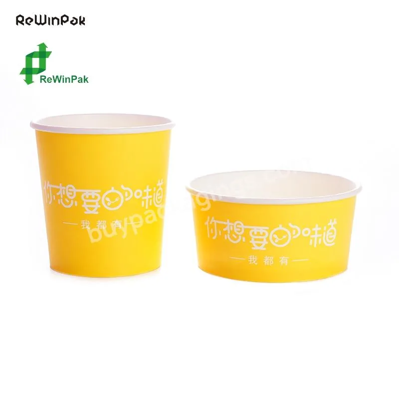 Hot Selling 750ml White Paper Bowl With 150mm Lid Customized Printing Disposable Paper Salad Bowl