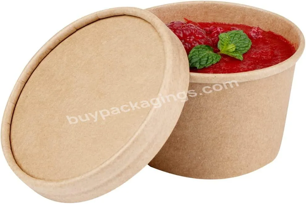 Hot Selling 8 Oz Paper Ice Cream Cups Disposable And Disposable Soup Bowls Small Size Kraft Container