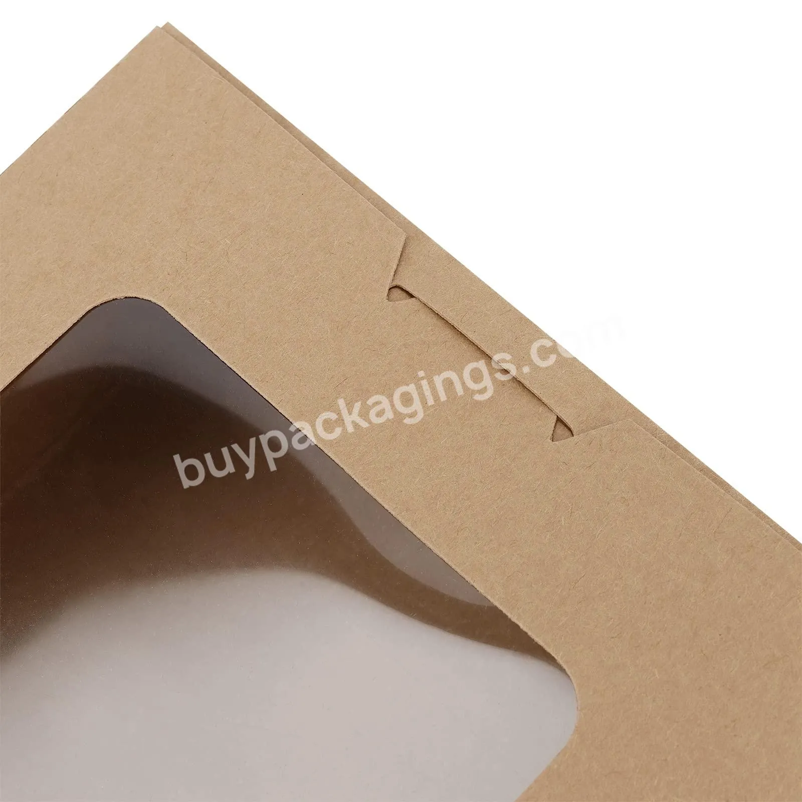 Hot Selling Brown Kraft Paper Take Out Food Lunch Boxes Paper Food Box With Window Cupcake