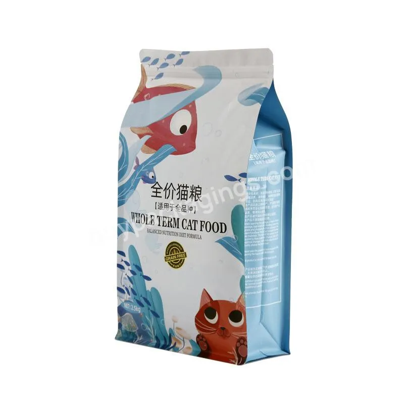 Hot Selling Cat Food Printed Packaging Flat Bottom Bag Pet Food Bag With Zipper Plastic Packaging Bag