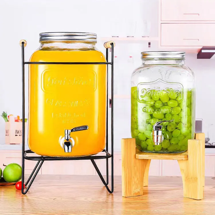 Hot Selling Clear Glass Juice Beverage Dispenser Glass Water Mason Jar