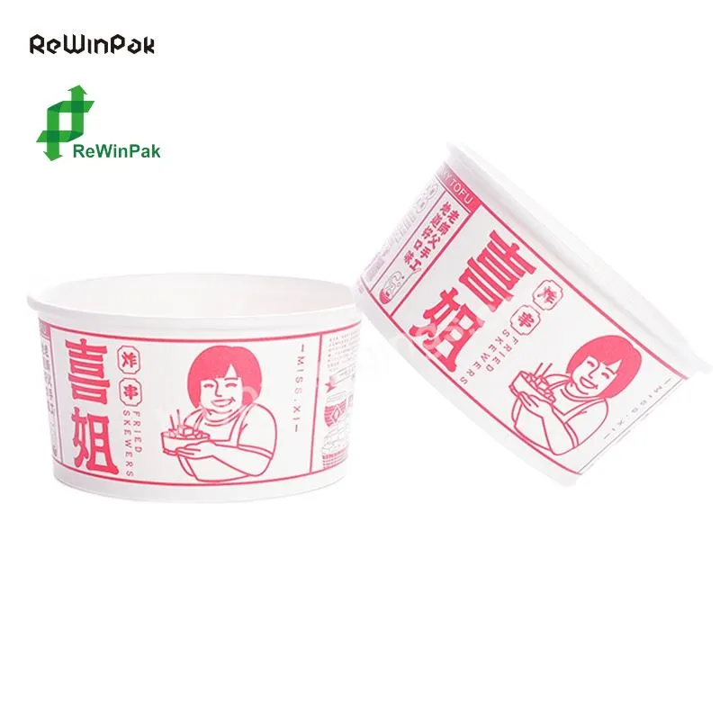 Hot Selling Color Printed Paper Cup 500ml,750ml Pla Paper Bowl With Same Diameter Lid