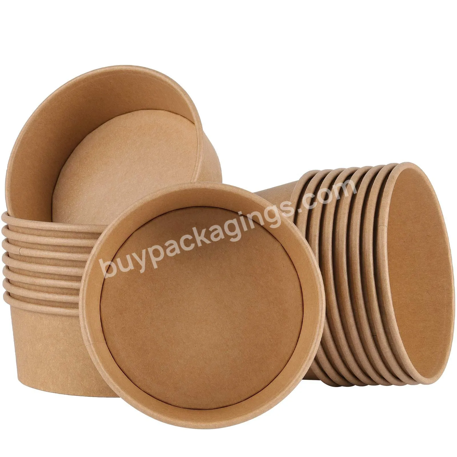 Hot Selling Compostable Disposable Kraft Paper Bowl With Lid Food Container Kraft For Get-lean Diet