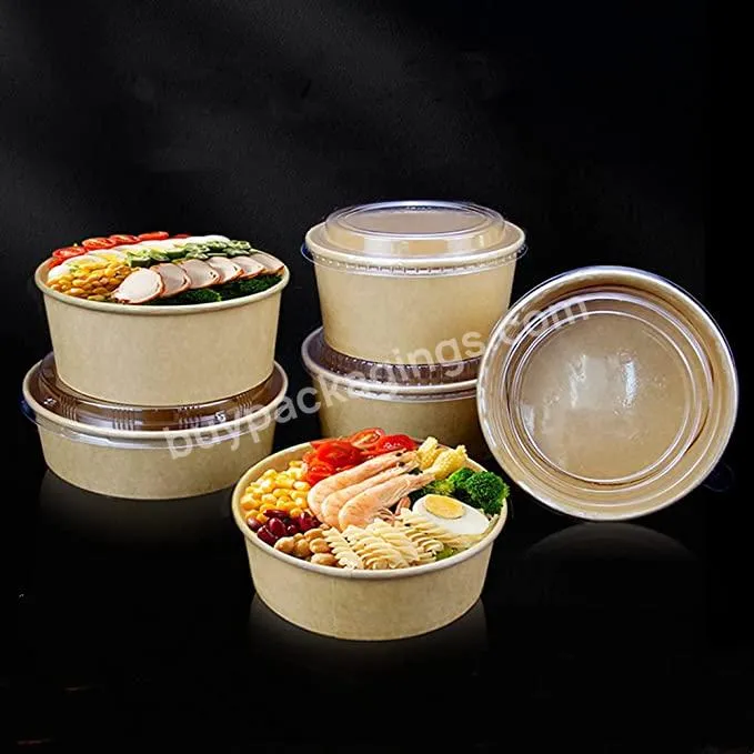 Hot Selling Compostable Paper Bowl 32oz With Dome Lid For Take Out Fast Food Burger And Fry Chicken Hotdog