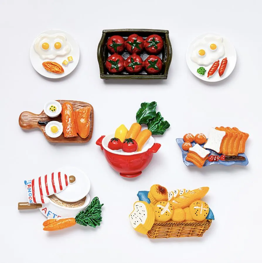 Hot Selling Creative Resin Refrigerator Magnets three-dimensional Fridge Magnet Afternoon Tea Food Resin Fridge Magnet