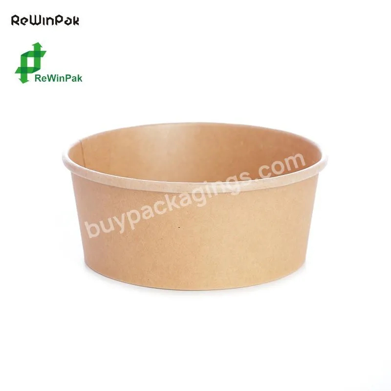 Hot Selling Disposable 16oz Brown Kraft Paper Bowl With Pp Lid Kraft Paper Salad Bowl Customized Printing