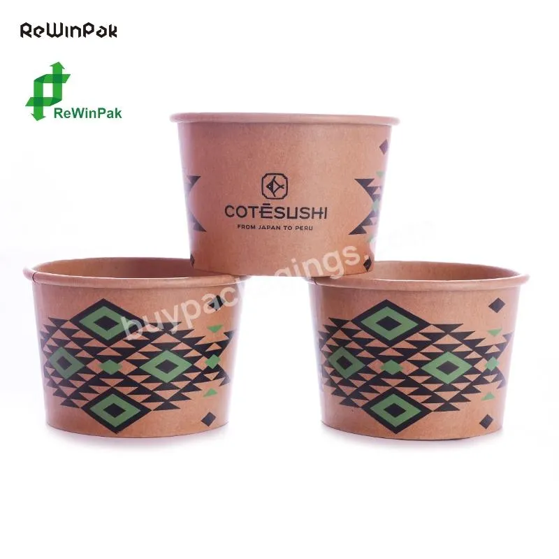 Hot Selling Disposable Kraft Or White Paper Soup Bowl With Paper Cover Lid Custom Printing Paper Bowl