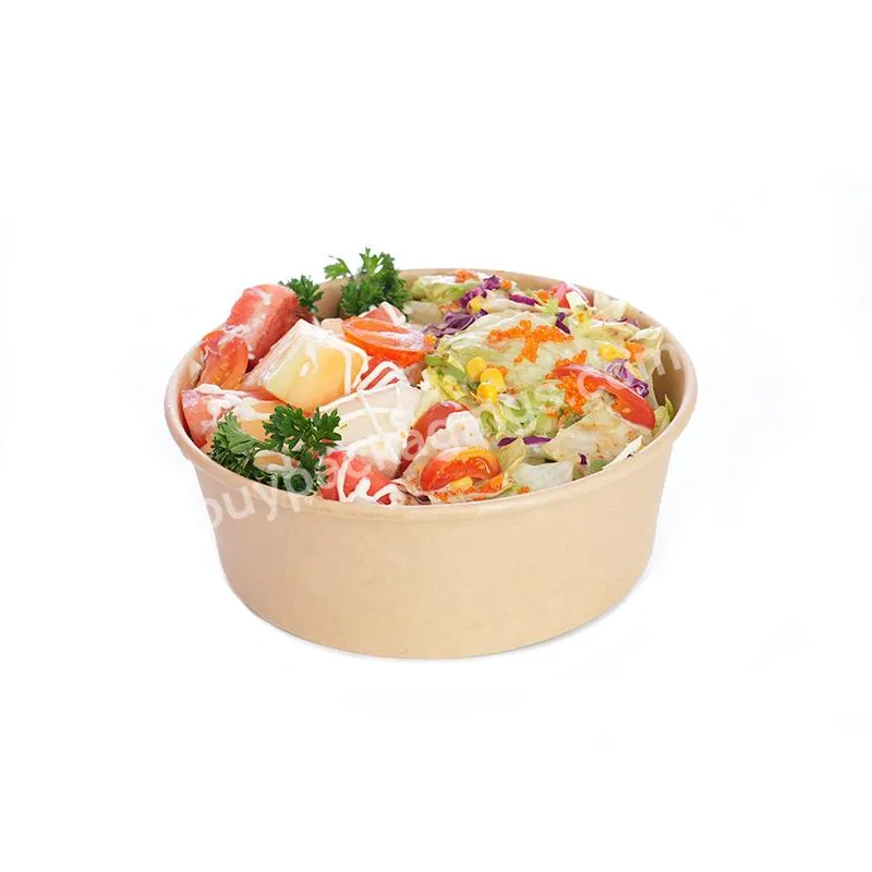 Hot Selling Disposable Kraft Paper Bowl 750ml Restaurant Takeout Bowl Togo Salad Paper With Clear Pet Lid