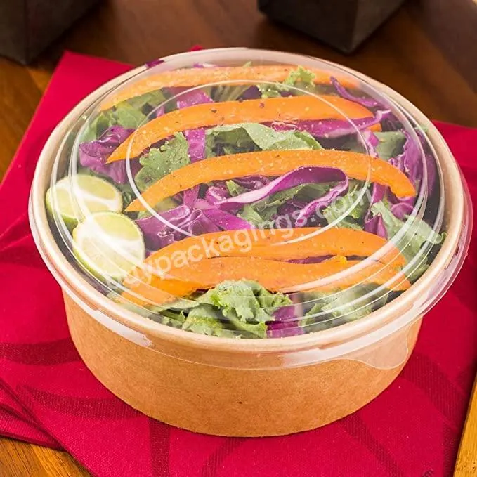 Hot Selling Disposable Paper Bowl 500ml/750ml/1000ml/1300ml With Clear Pet Lid For Salad Sushi And Snacks