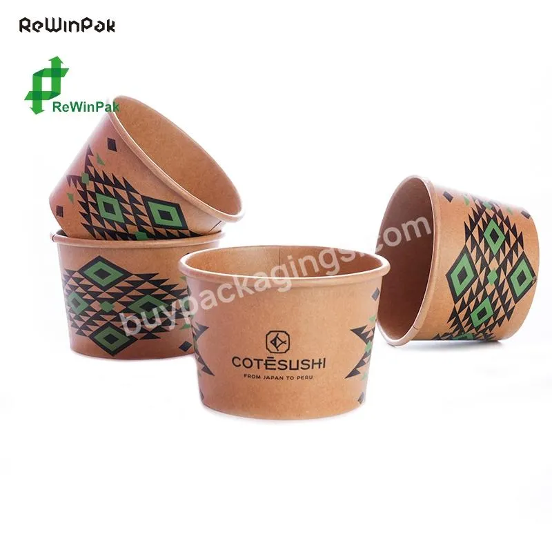 Hot Selling Disposable Paper Cup Kraft Paper Soup Bowl With Paper Lid And Pp/pet Lid Small Size Soup Cup