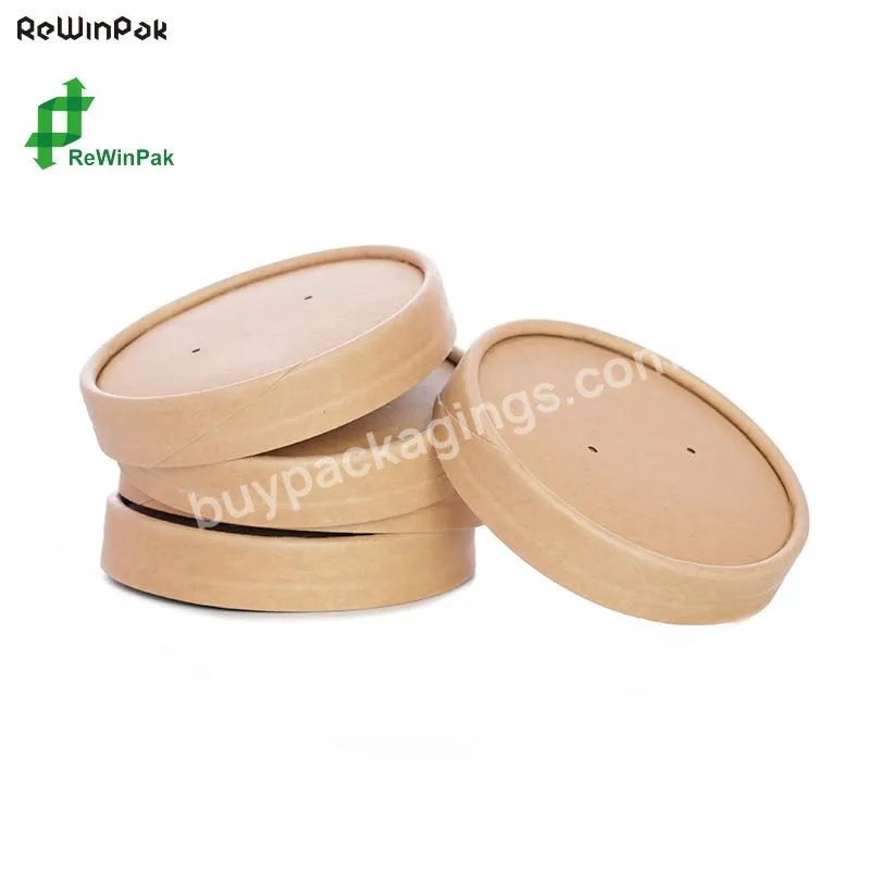 Hot Selling Disposable Paper Lid For Paper Bowl Recyclable Kraft Lid Pe Coating For Soup Paper Container