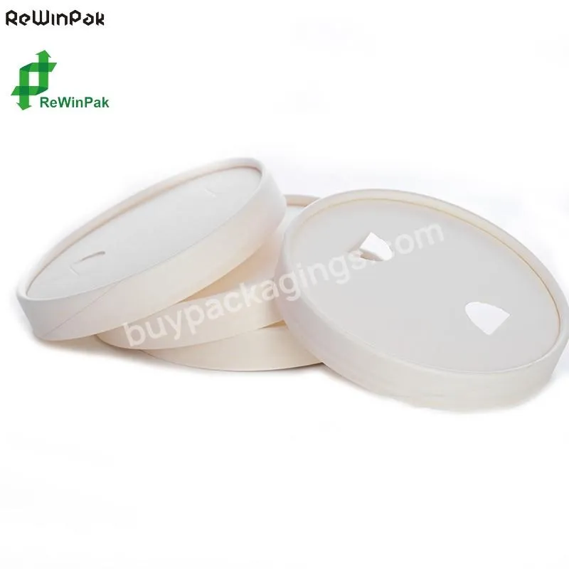 Hot Selling Disposable Round Paper Boxes With Lids White Kraft Paper Salad Bowl With White Paper Lid