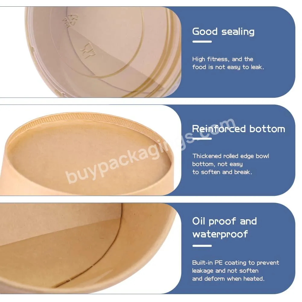 Hot Selling Disposable Round White Kraft Paperboard Bowl Disposable Paper Bowl With Pp Lid