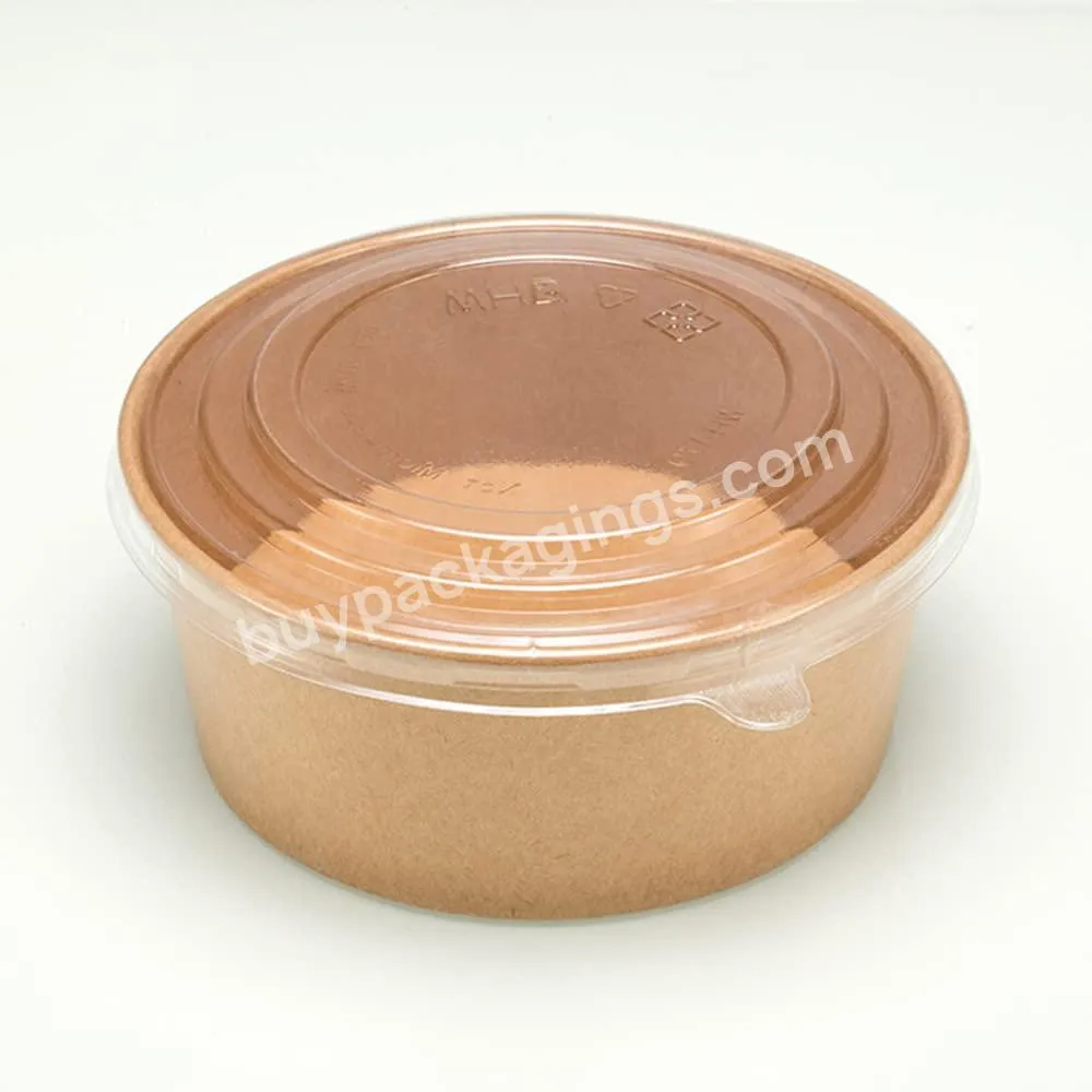 Hot Selling Disposable Salad Bowl Wholesale Round Paper Bowl 500ml/750ml/1000ml/1300ml With Clear Pet Lid