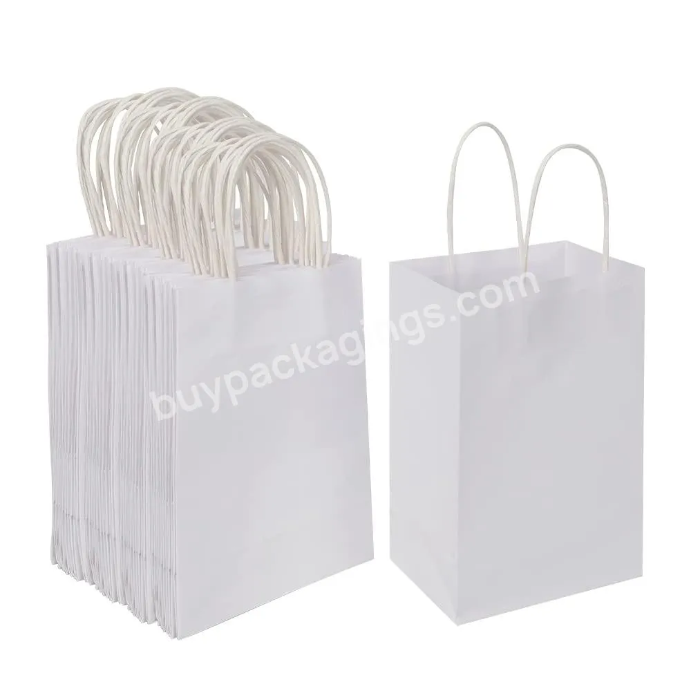 Hot Selling Eco Friendly Disposable Brown And White Paper Bag With Handle Support Customized Printing Logo