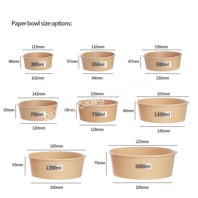 Hot Selling Eco Friendly Kraft Bowls Disposable Paper Food Bowl 500ml With 150mm Pet Lids