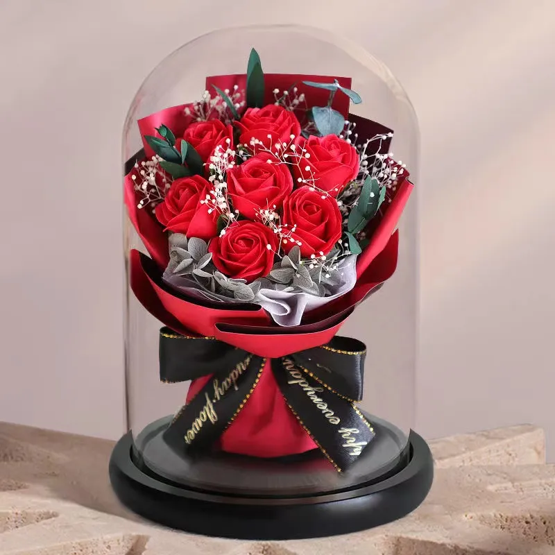 Hot Selling Festival Gift Manufacturer Wholesale Rose Flower Display Bottle Candle Jar