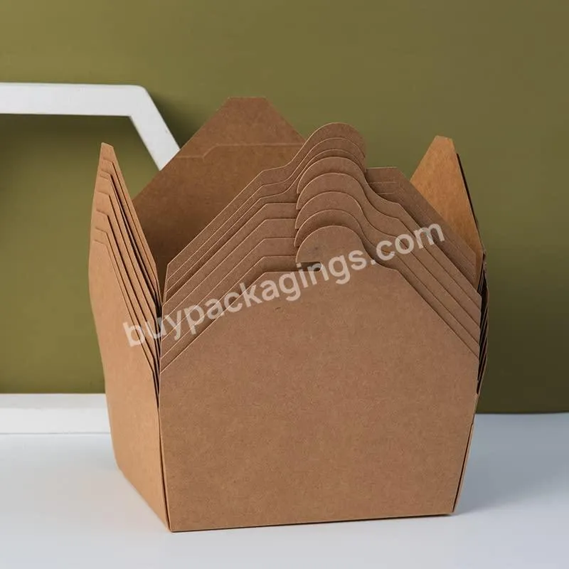 Hot Selling Kraft Paper Food Grade To Go Boxes Restaurant Disposable Food Take Away Lunch Packing Boxes Takeaway Food Box