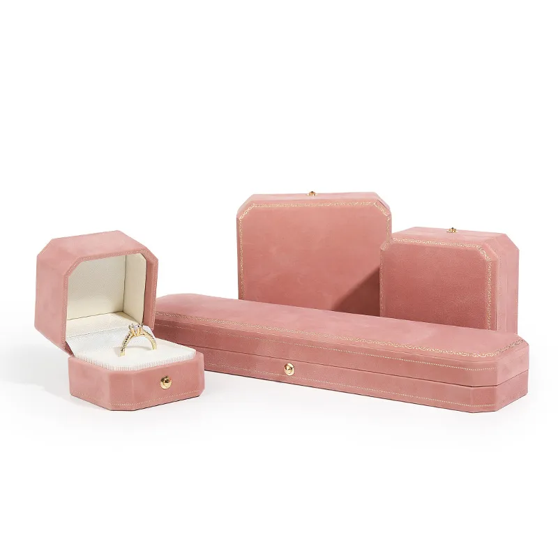 Hot Selling Luxury Jewelry Box Pendant Earrings Bracelet Ring Necklace Gift Boxes Cases Pink Wedding Velvet Jewelry Box