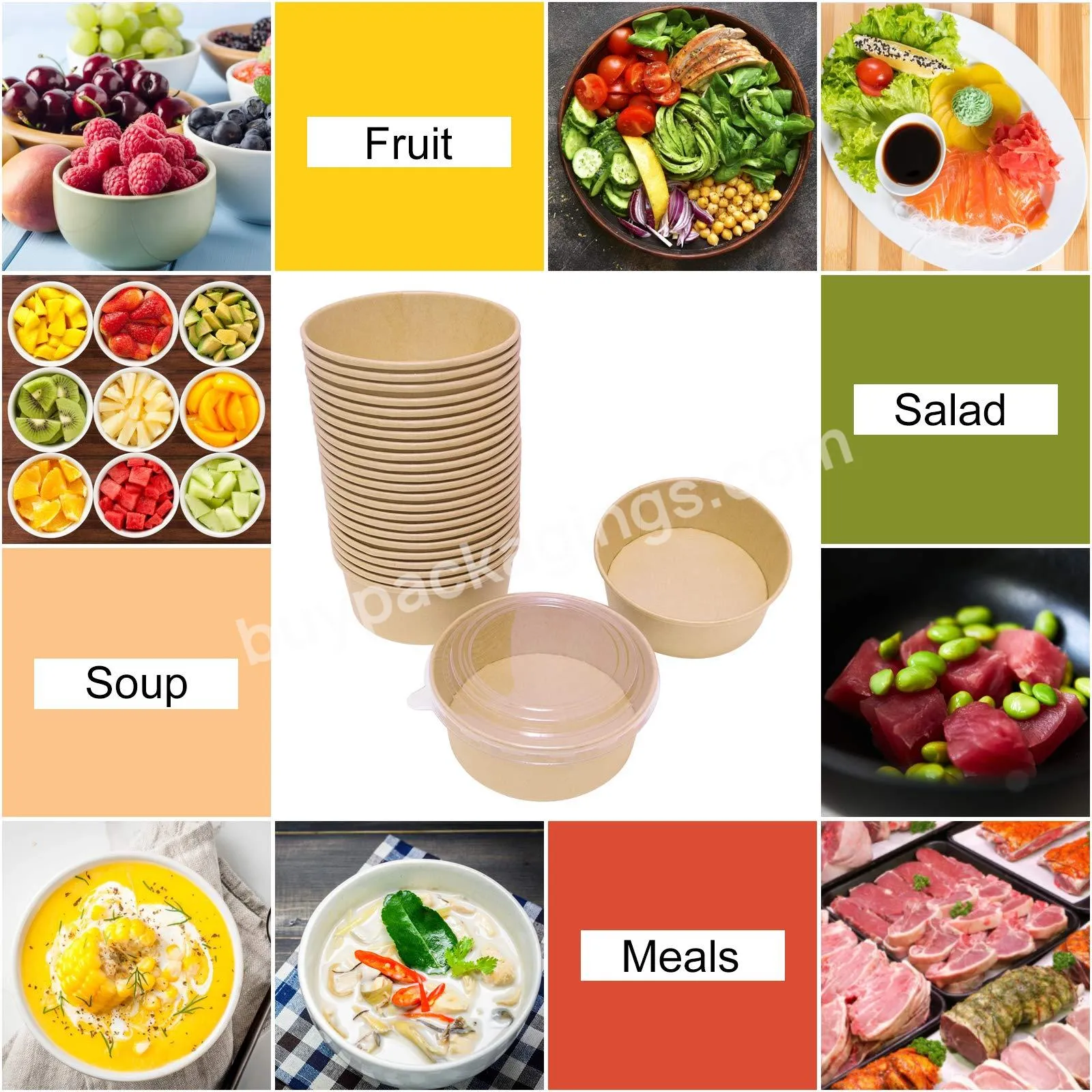 Hot Selling Paper Food Container With Lid Suitable For Diet Salad,Ice Cream,Yogurt And Other Foods