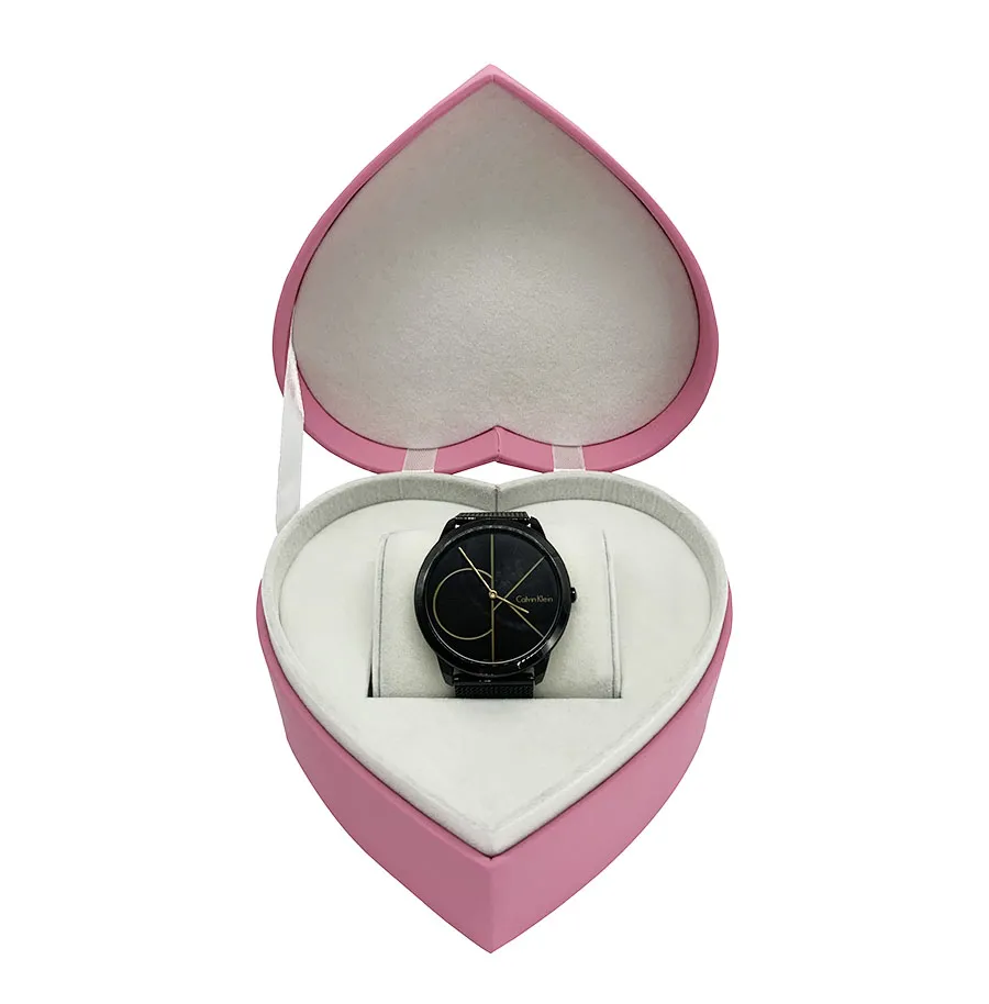 Hot selling pink Pu leather heart-shaped watch box