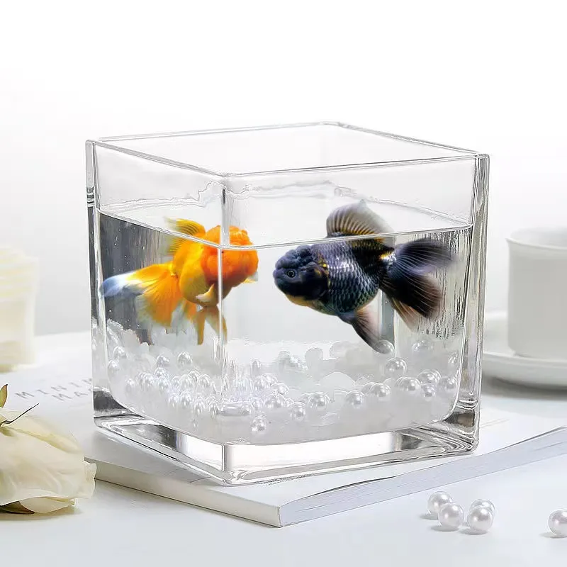 Hot Selling Square Flower Vase Glass Cube Vase Fish Tank Clear Glass Vases