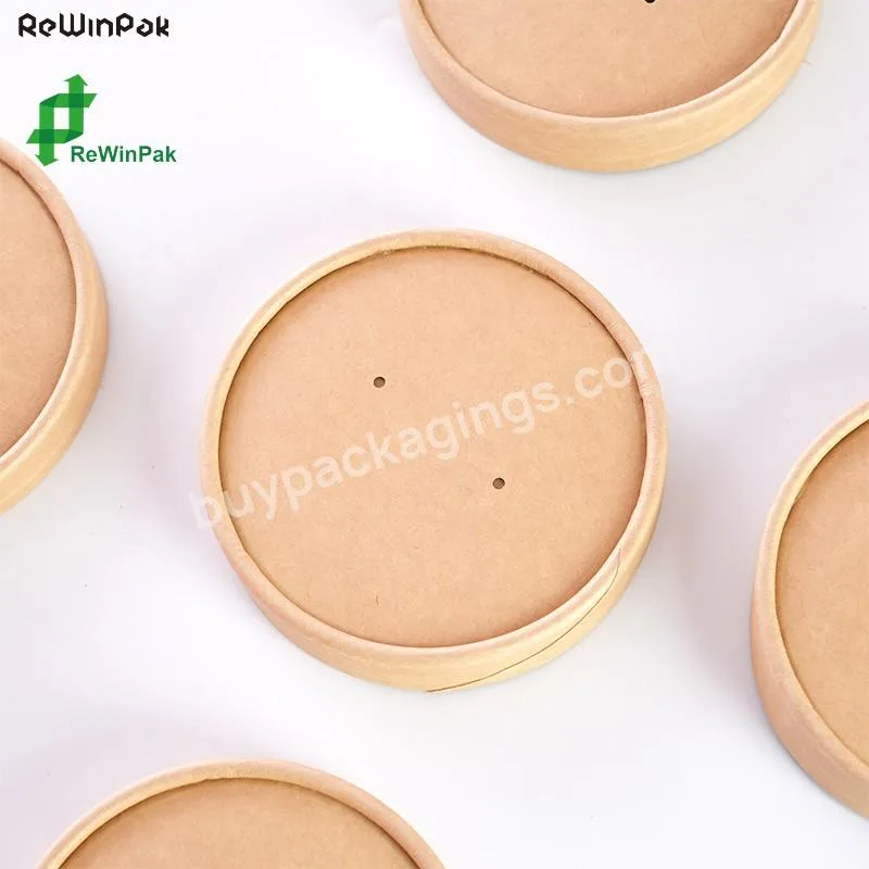 Hot Selling White Kraft Paper Lid For Disposable Paper Bowl Double Wall Paper Lid With Airvent