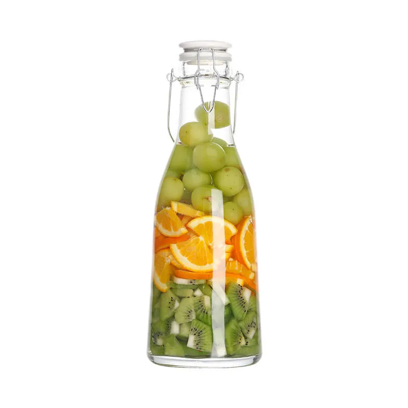 Hot Selling Wine Juice Storage Lead-Free Enzyme Bottle Airtight Cone Shaped Glass Water Bottle With Sealing Cap